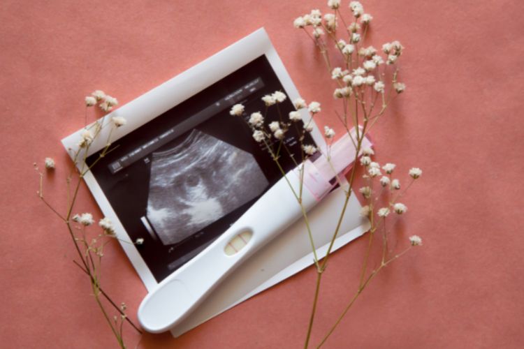 pregnancy announcement photo with baby's breath