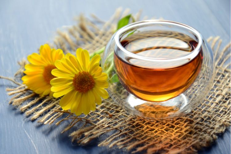 herbal tea with calendula flowers