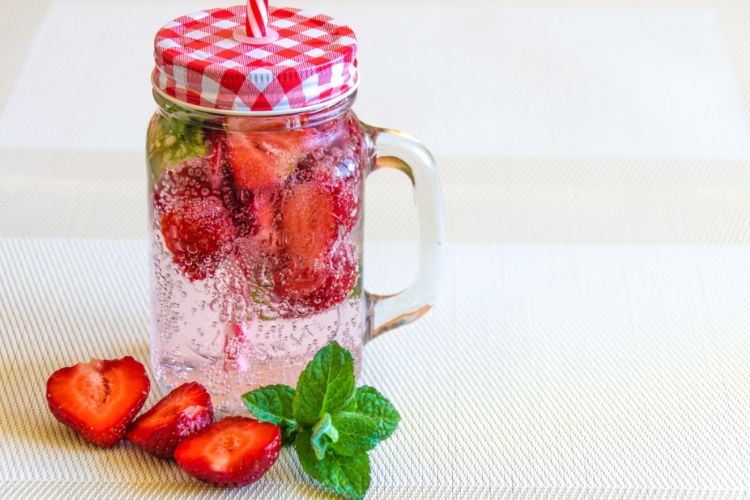 strawberry mason jar water