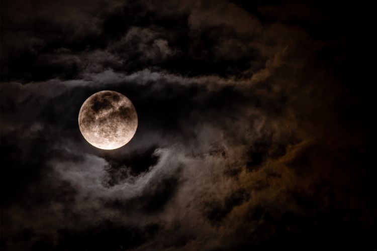 full moon with clouds